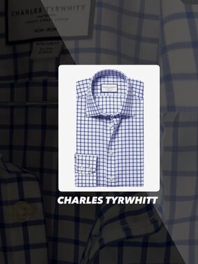 EUC Charles Tyrwhitt Cobalt Blue Non-Iron Twill Shirt
